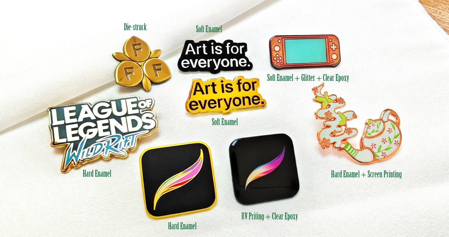 a bunch of badges and badges on a table