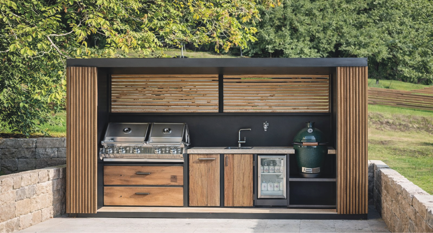 Modulo de cocina de exterior con ahumador