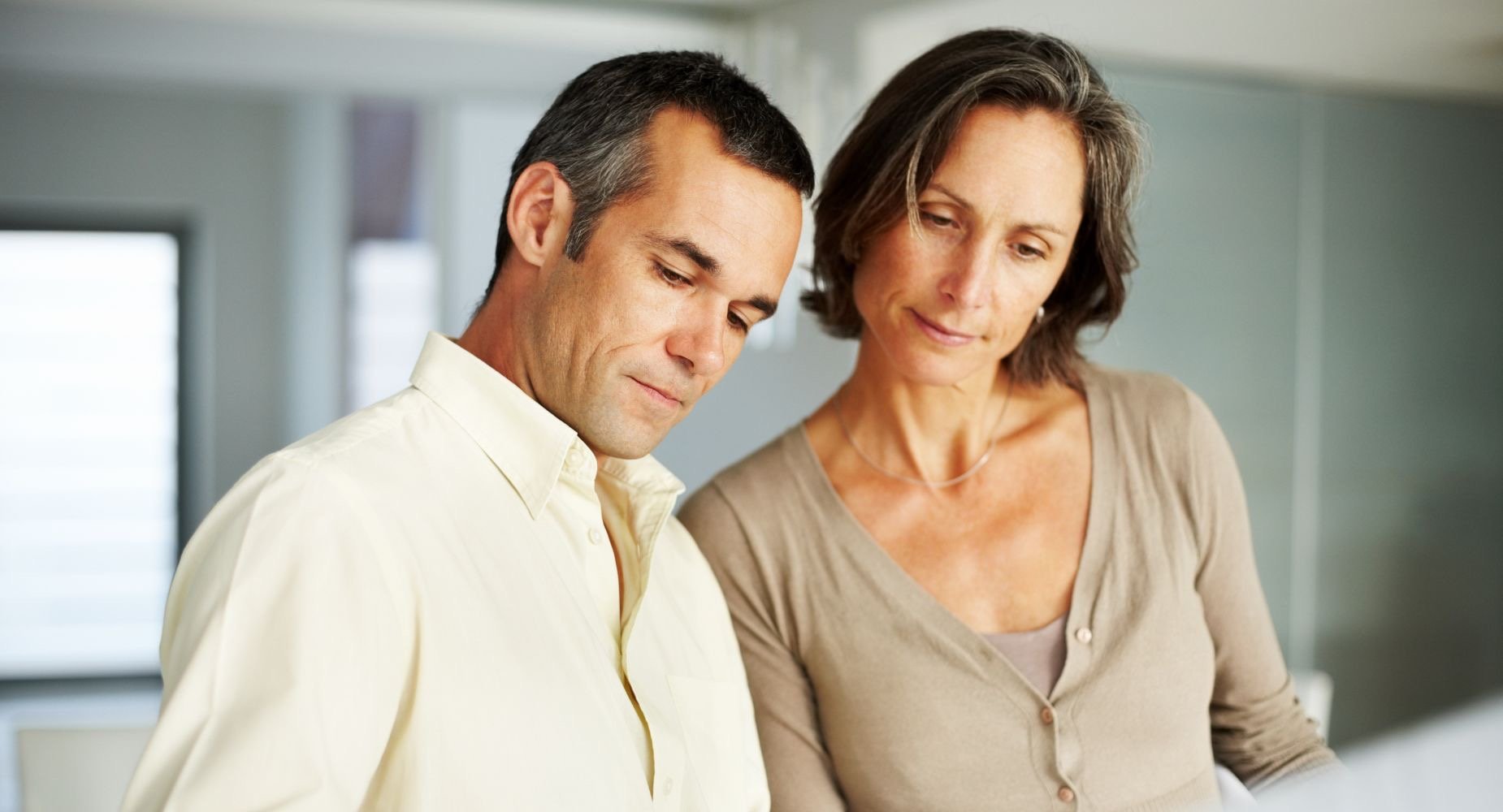 couple looking at a something