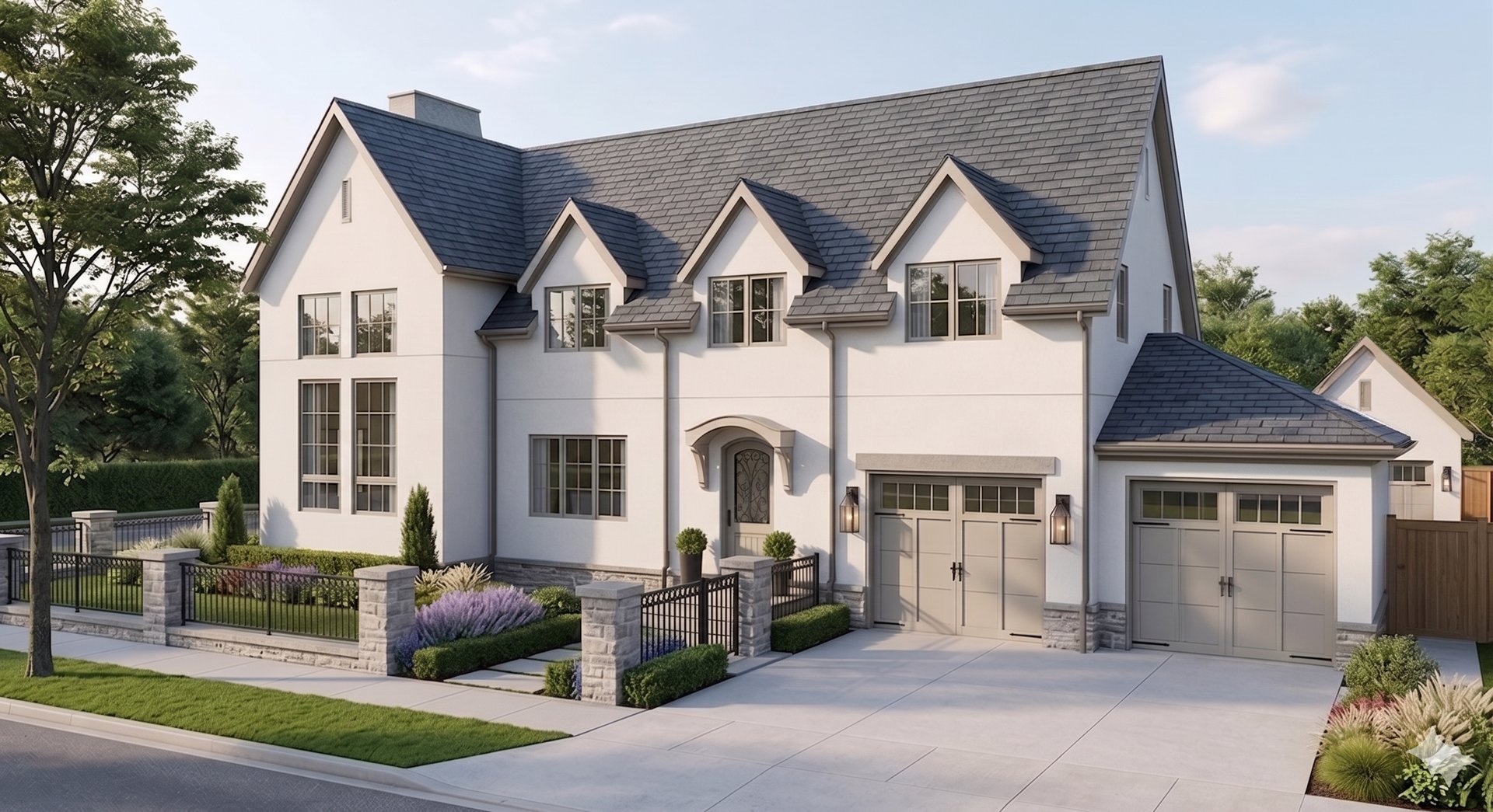 two story french country home designed by copper quoin architecture and design
