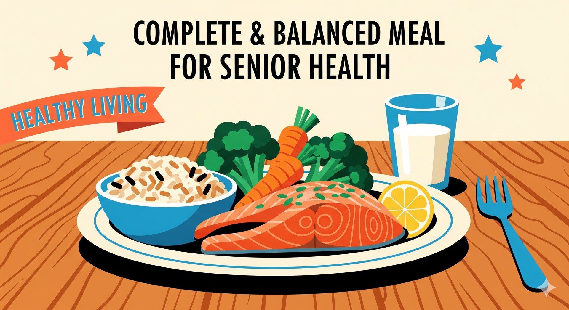 A vibrant and appetizing close-up of a perfectly balanced meal on a plate. The plate is arranged wit