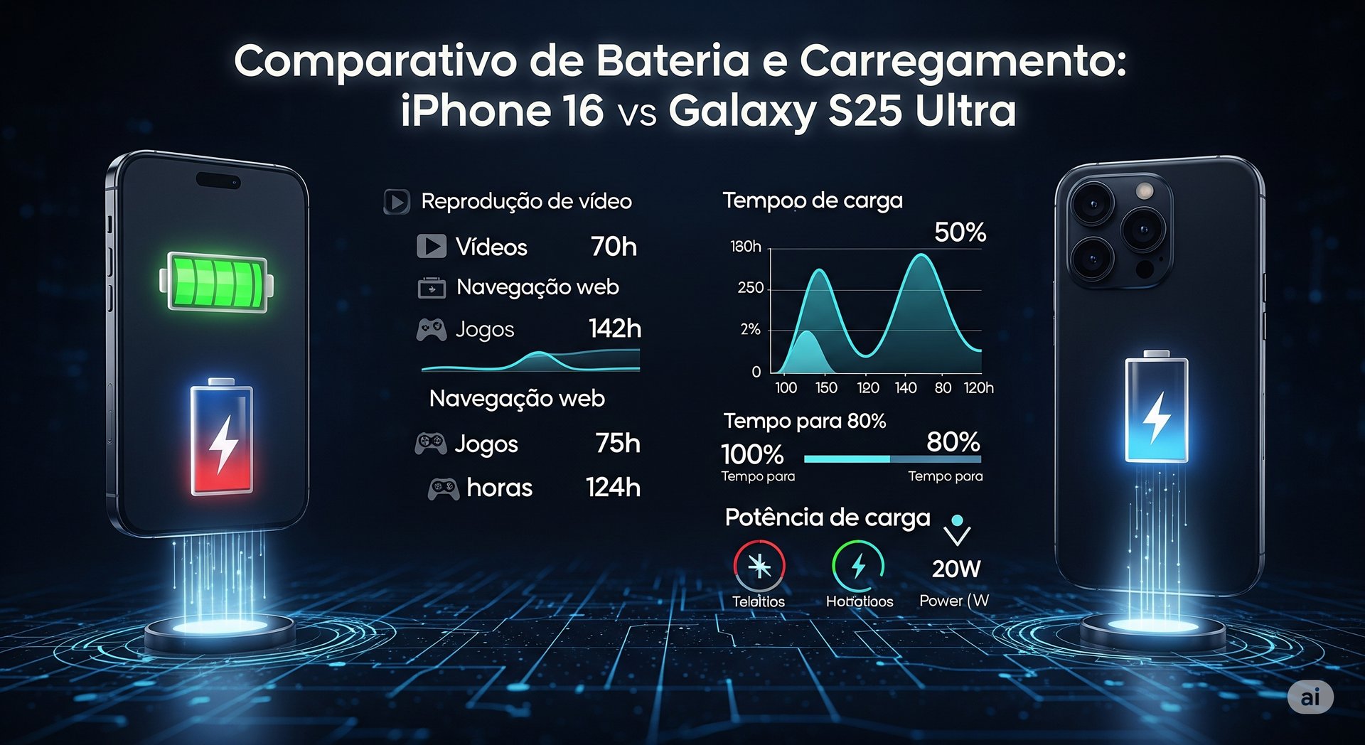 um smartphone com carregador e bateria