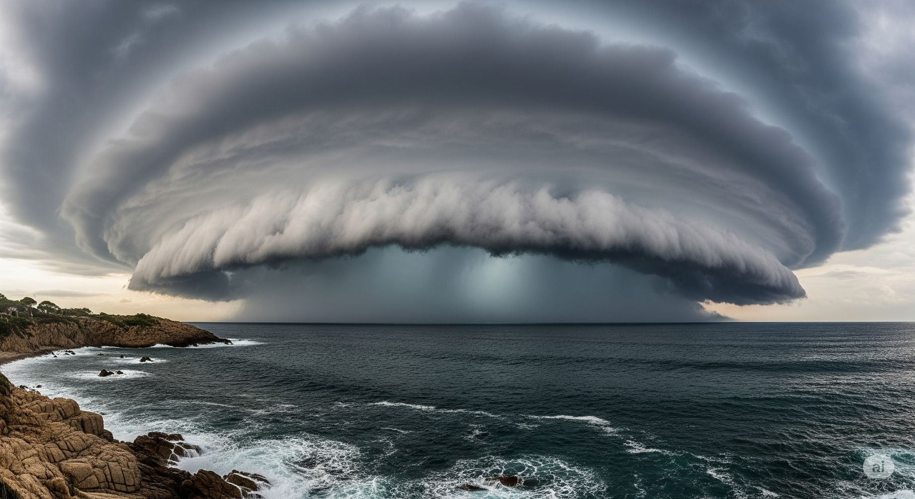 Impresionante nube de tormenta tipo DANA (gota fría) formándose sobre el mar Mediterráneo frente a la costa de Cataluña, most