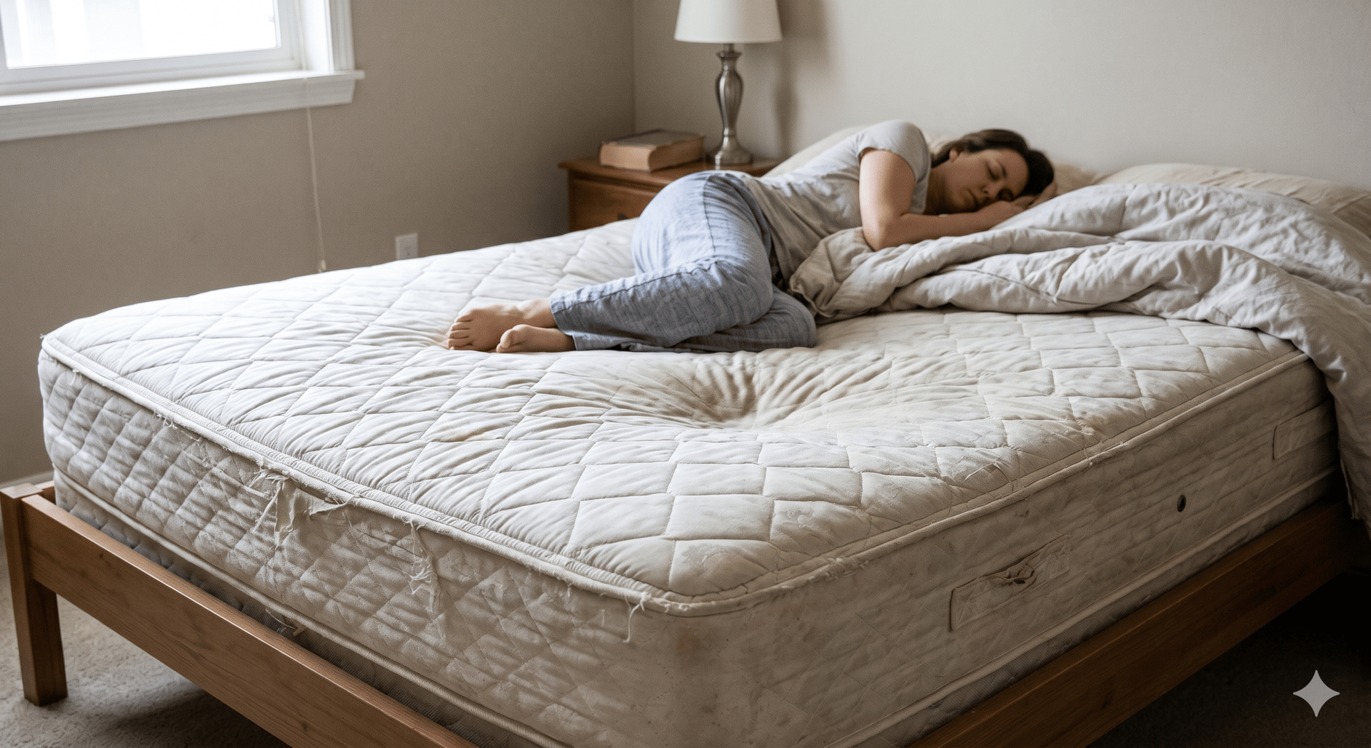 A warm, cozy minimalist bedroom setup highlighting a made bed with soft lighting