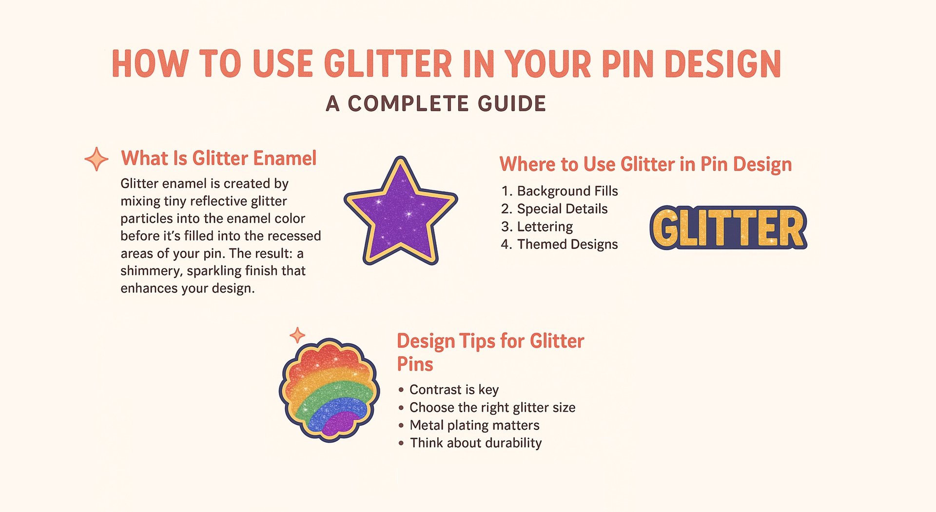 Design Tips for glitter pins