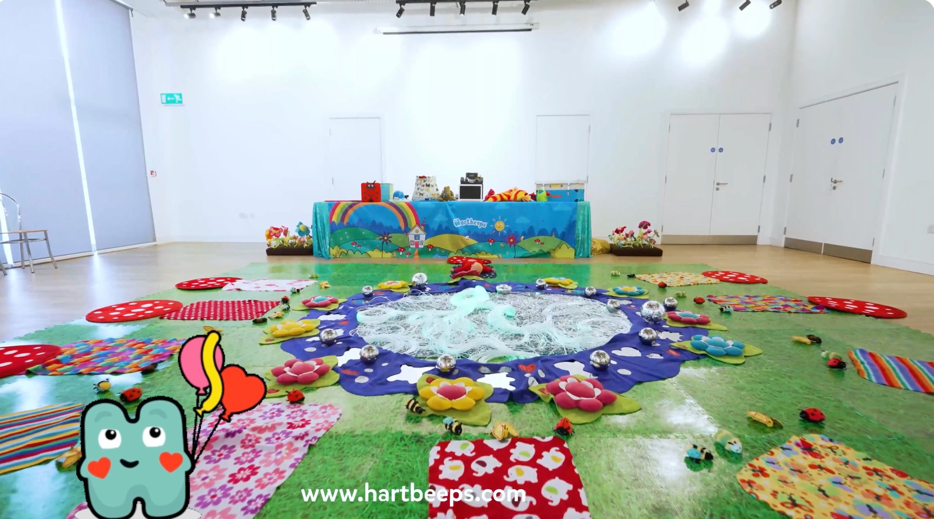 Hartbeeps sensory play setup with props and mats at Golden Acre Community Centre Saffron Walden