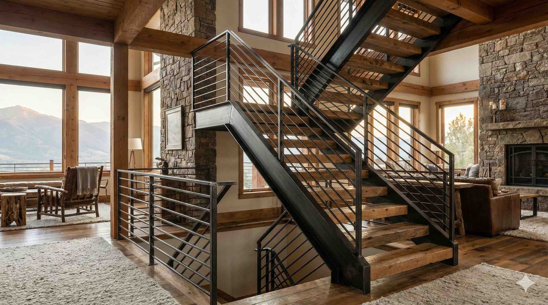 Custom welded staircase and railing