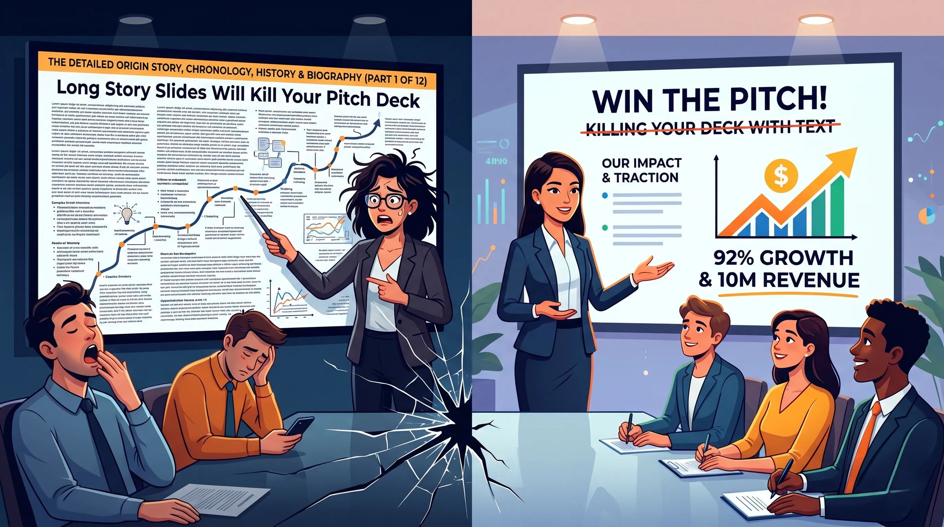 Why Long Story Slides Will Kill Your Pitch Deck