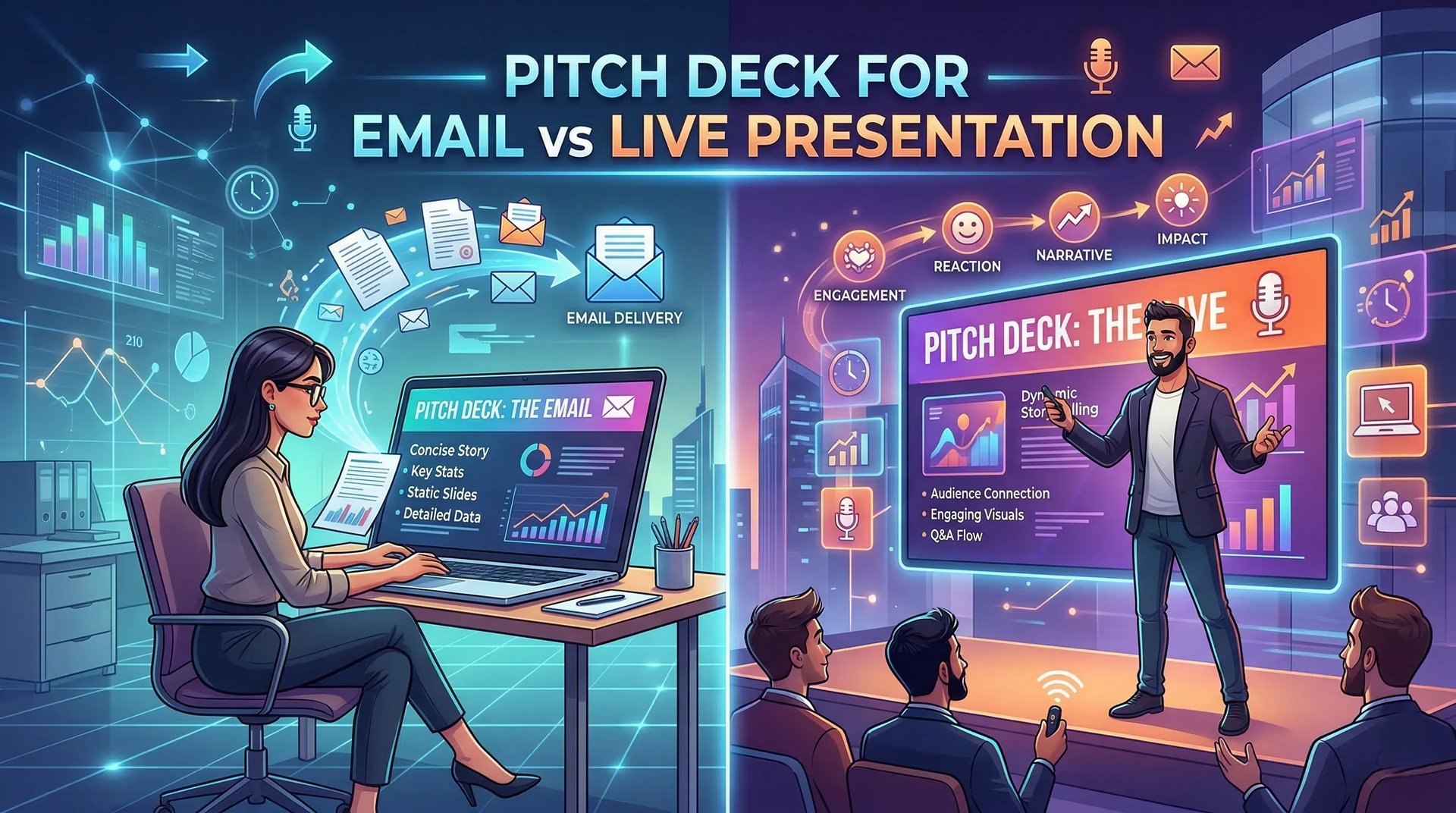 Pitch Deck for Email vs Live Presentation: Key Differences