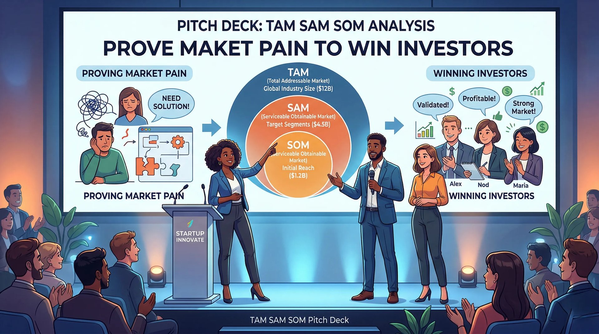 TAM SAM SOM Pitch Deck: Prove Market Pain to Win Investors