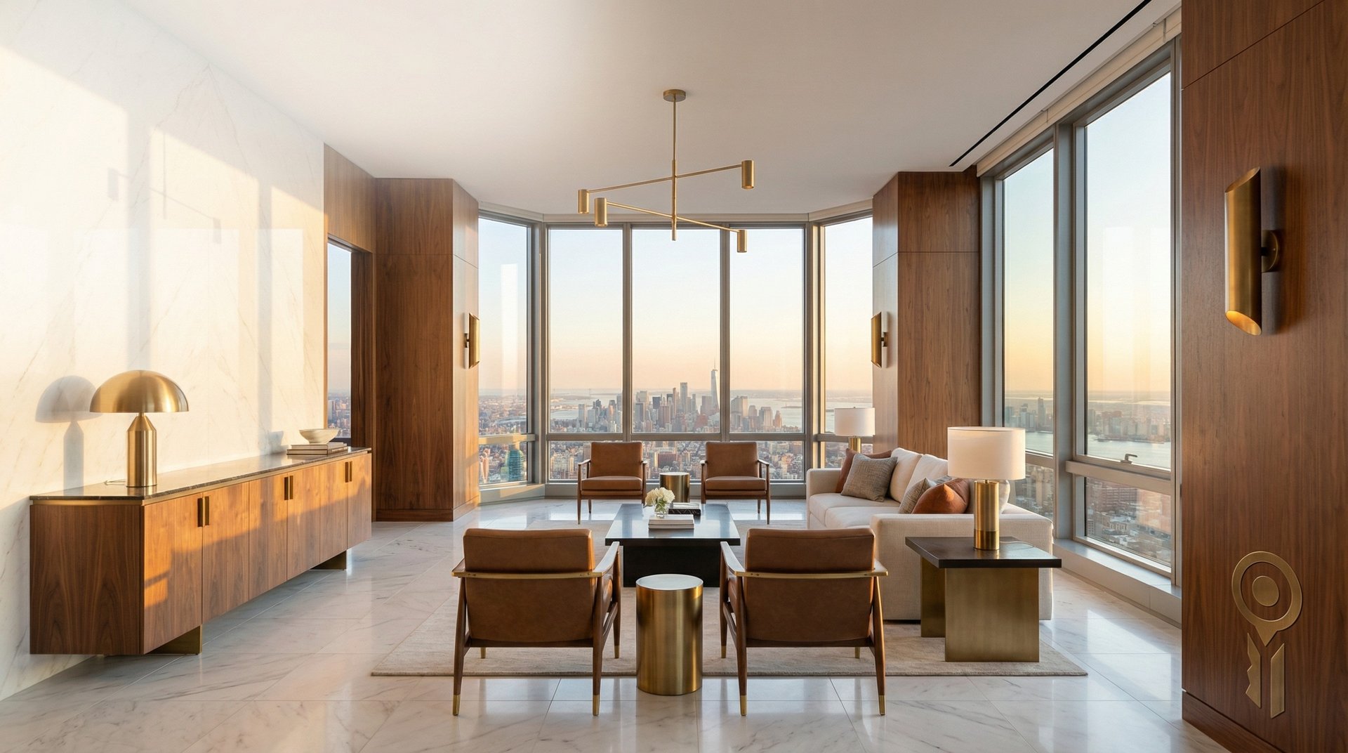 Visuel magazine : penthouse de luxe avec vue skyline, logo KEYMO.