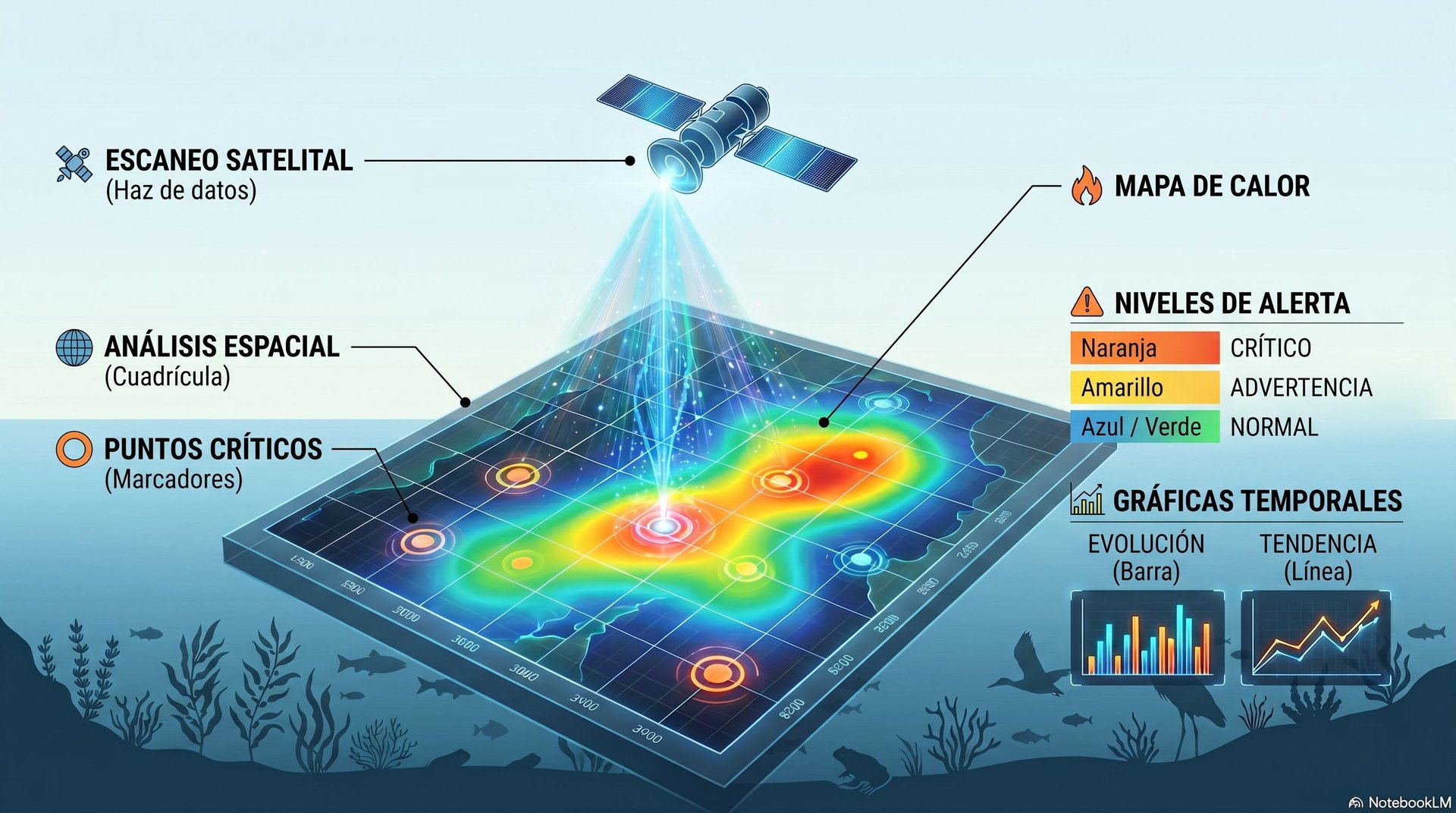 Detección de alertas tempranas de peligrosidad por eutrofización