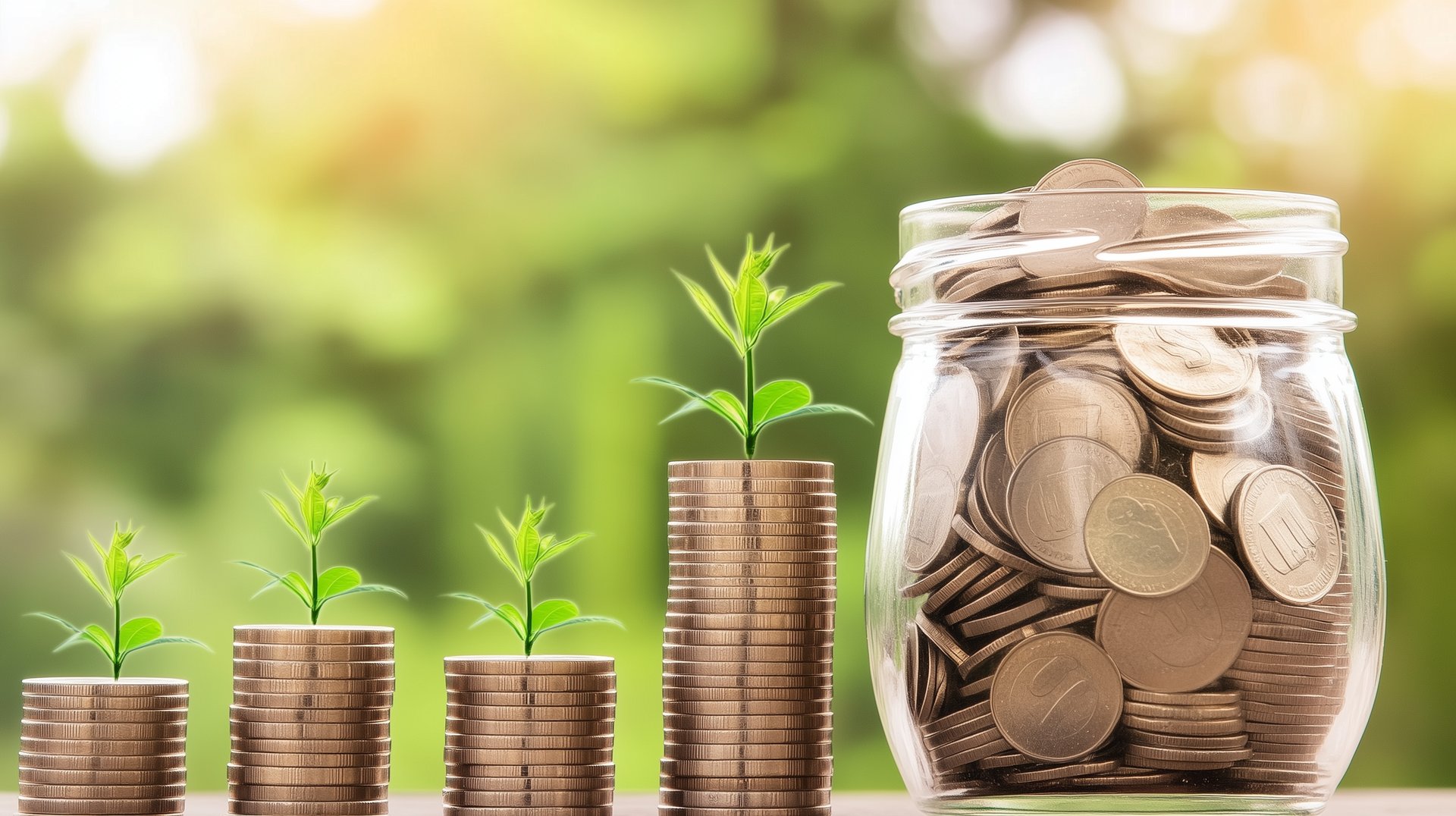 coins with leafs sprouting symbolizing growth and investing