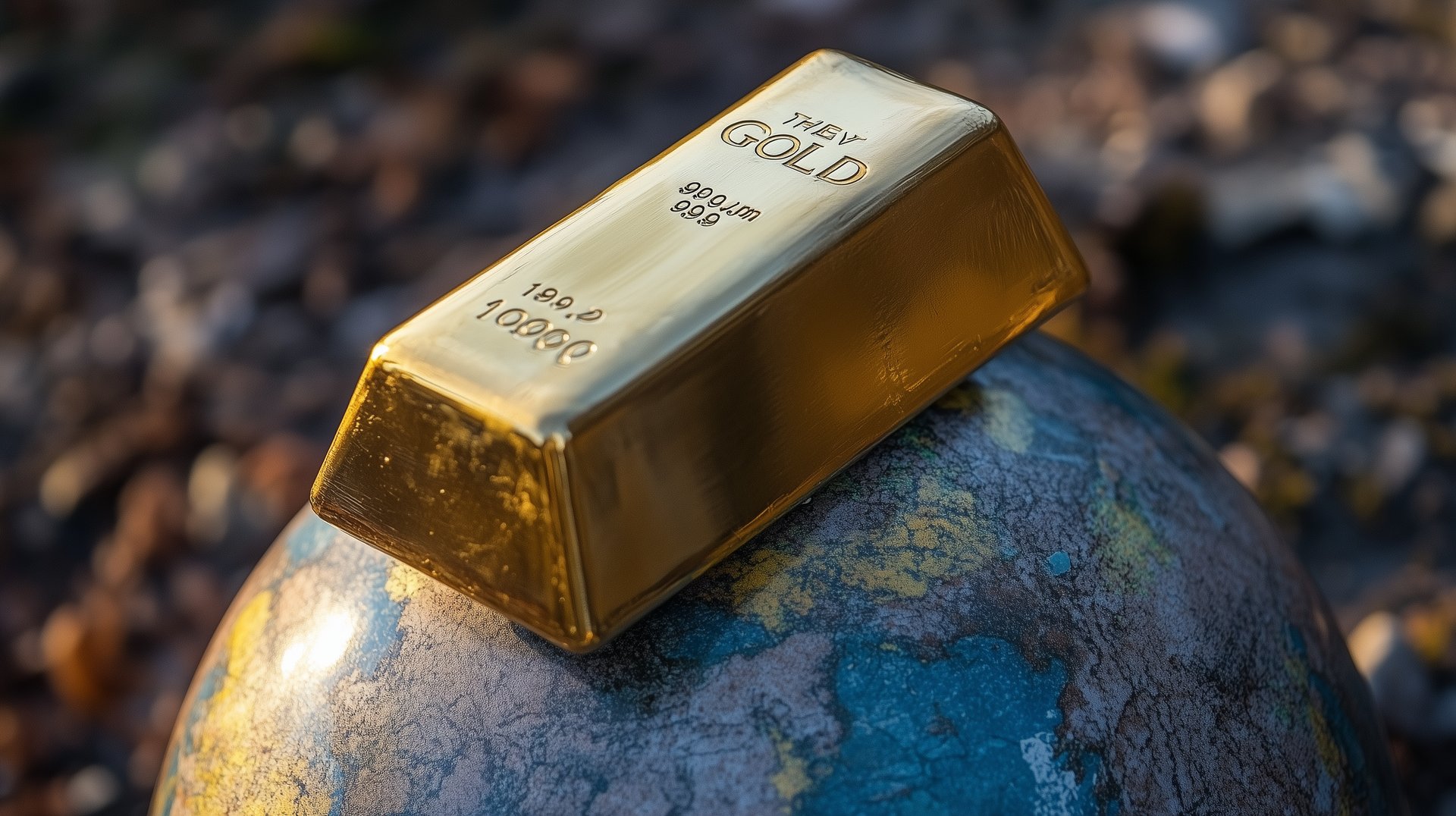 gold bar on a globe symbolizing the importance