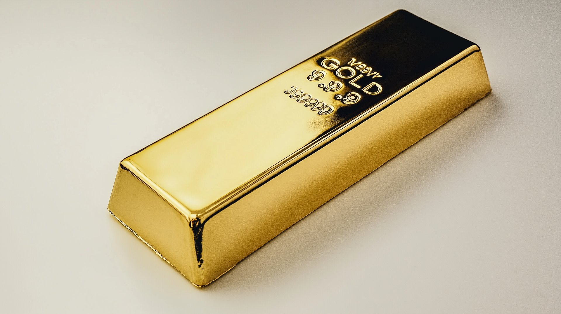 shiny gold bar on white surface