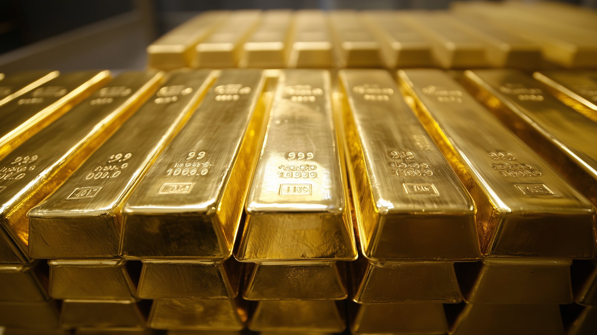 high quality gold bullion bars in stacks