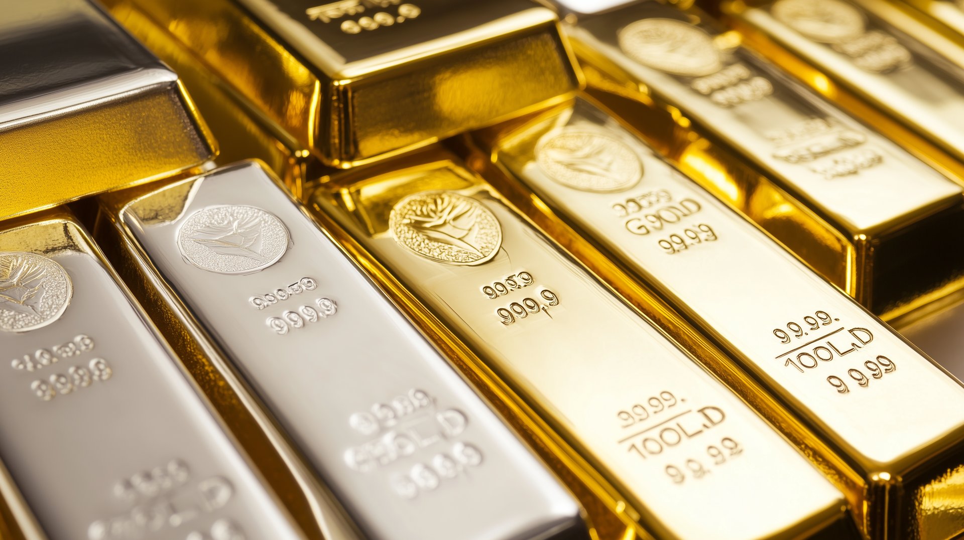 gold bars and coins and silver bars and coins