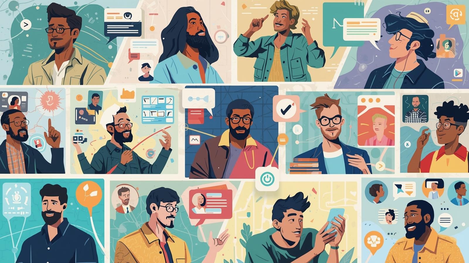 Diverse men connecting online through HSV communities: Reddit, Discord, forums showing 200,000+ men