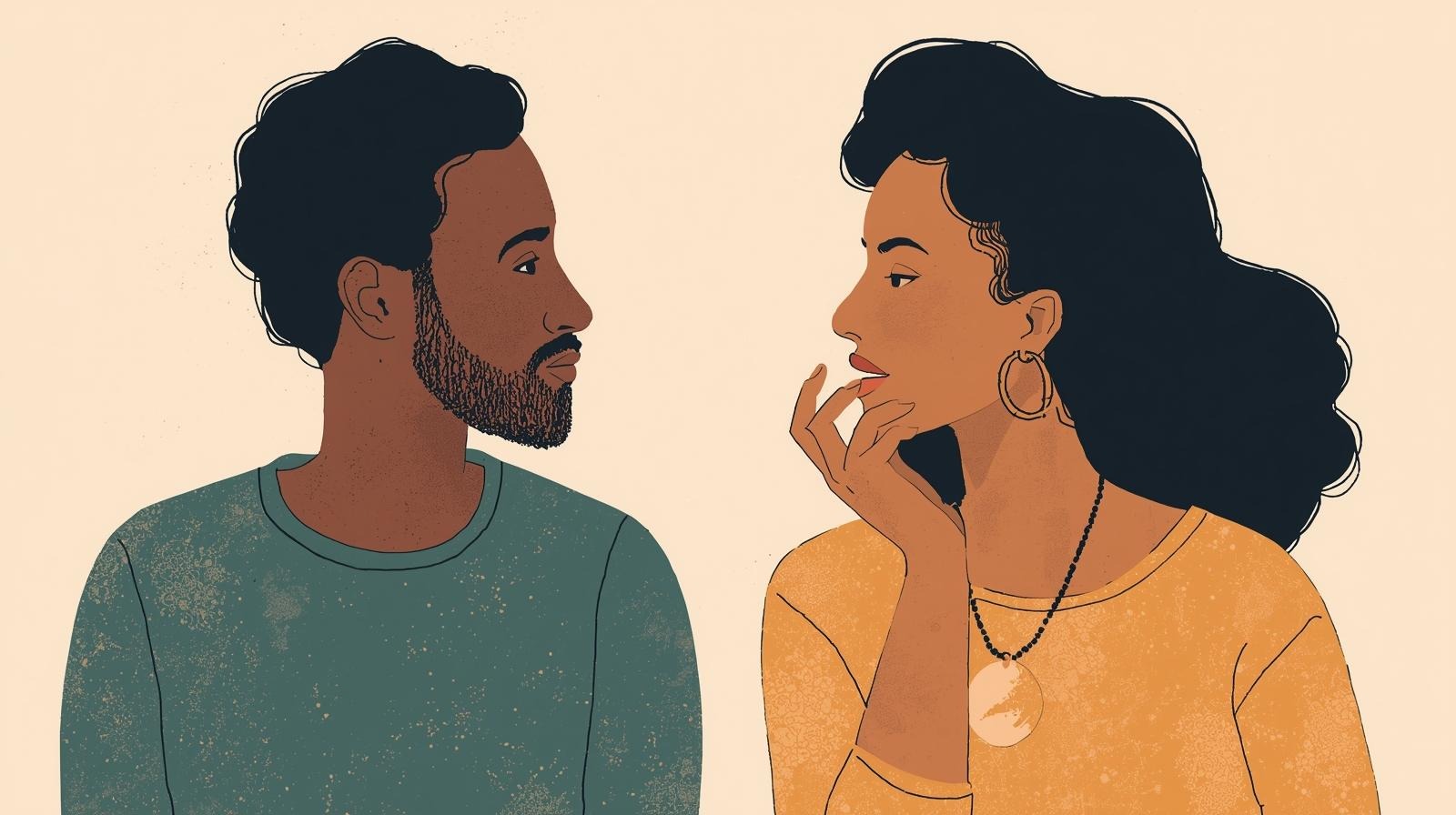 Couple discussing HSV disclosure with acceptance and understanding