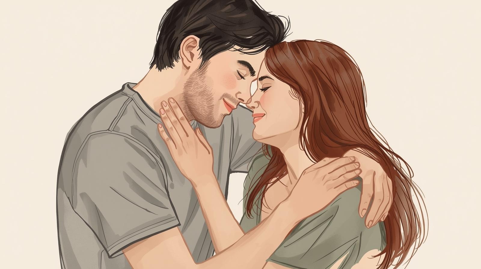 Couple embracing with intimacy and respect after HSV disclosure