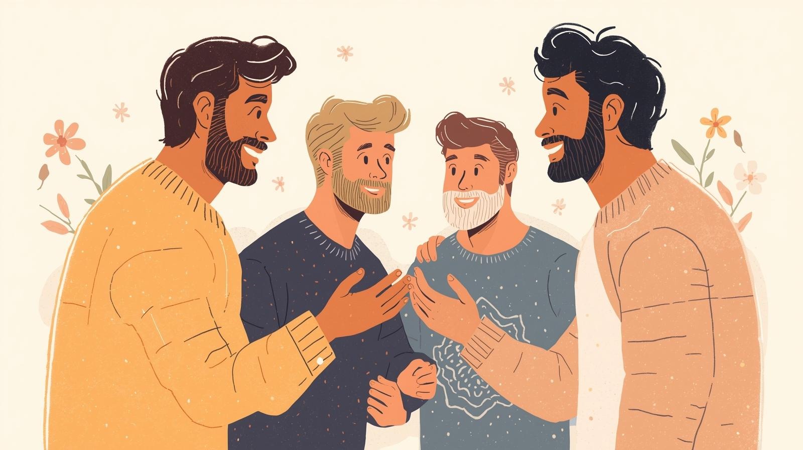 Men bonding and supporting each other with HSV