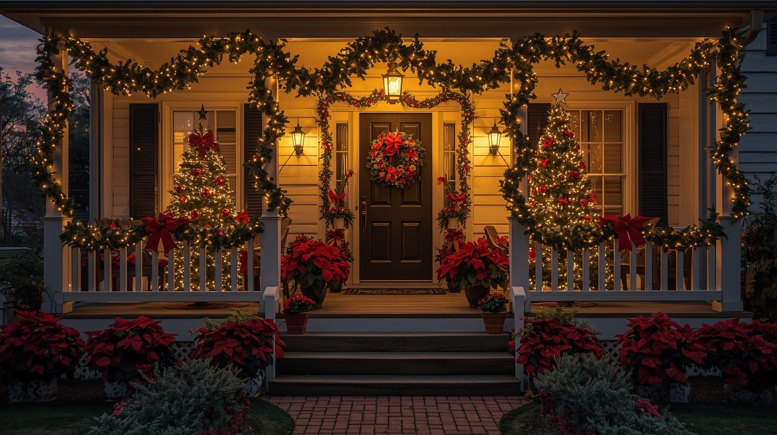 Front porch for a warm Christmas welcome