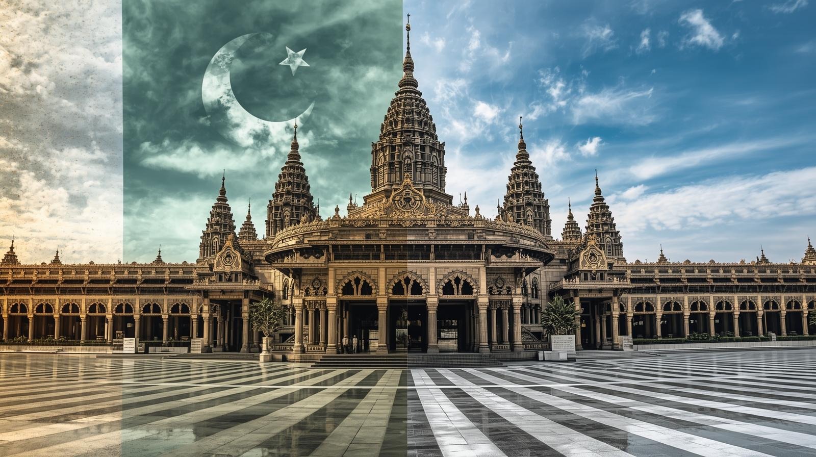 Collage showing Lahore's Allama Iqbal International Airport departure hall and the modern exterior o