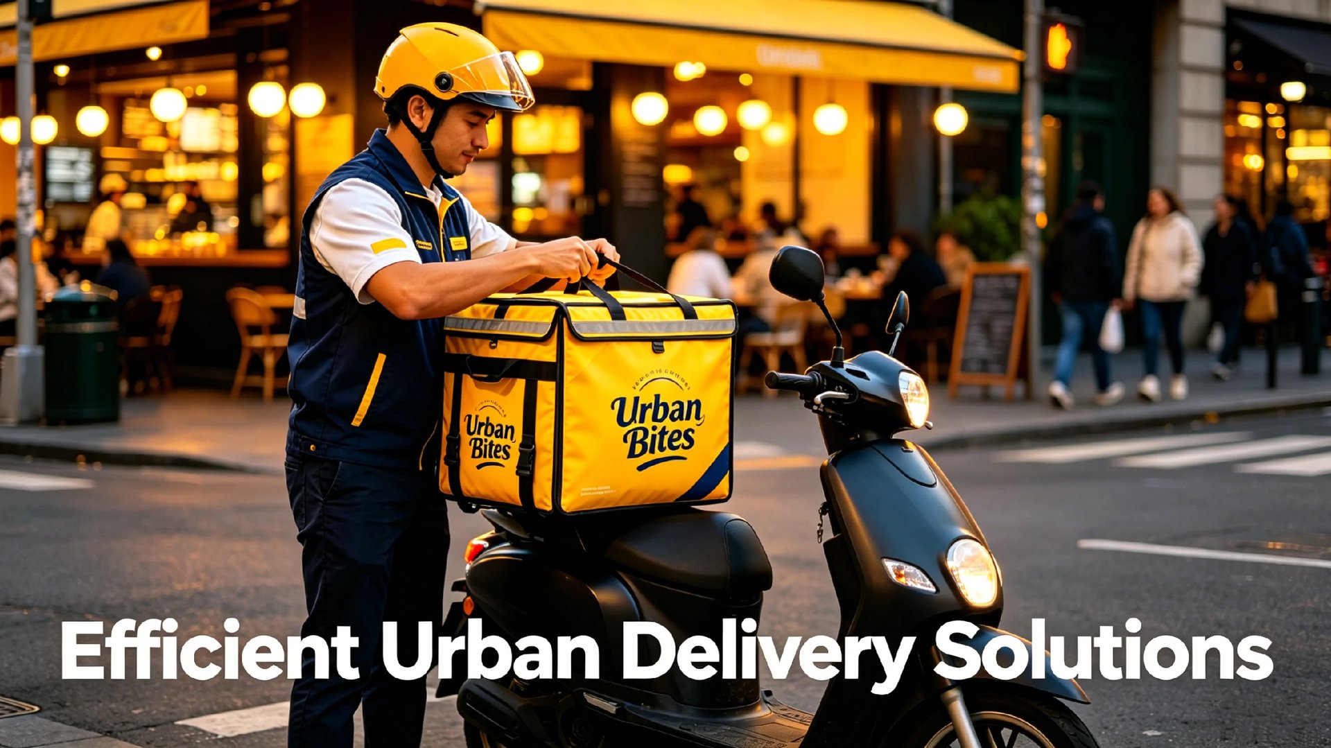Delivery rider with professional thermal bag and e-bike, representing reliable last-mile delivery.