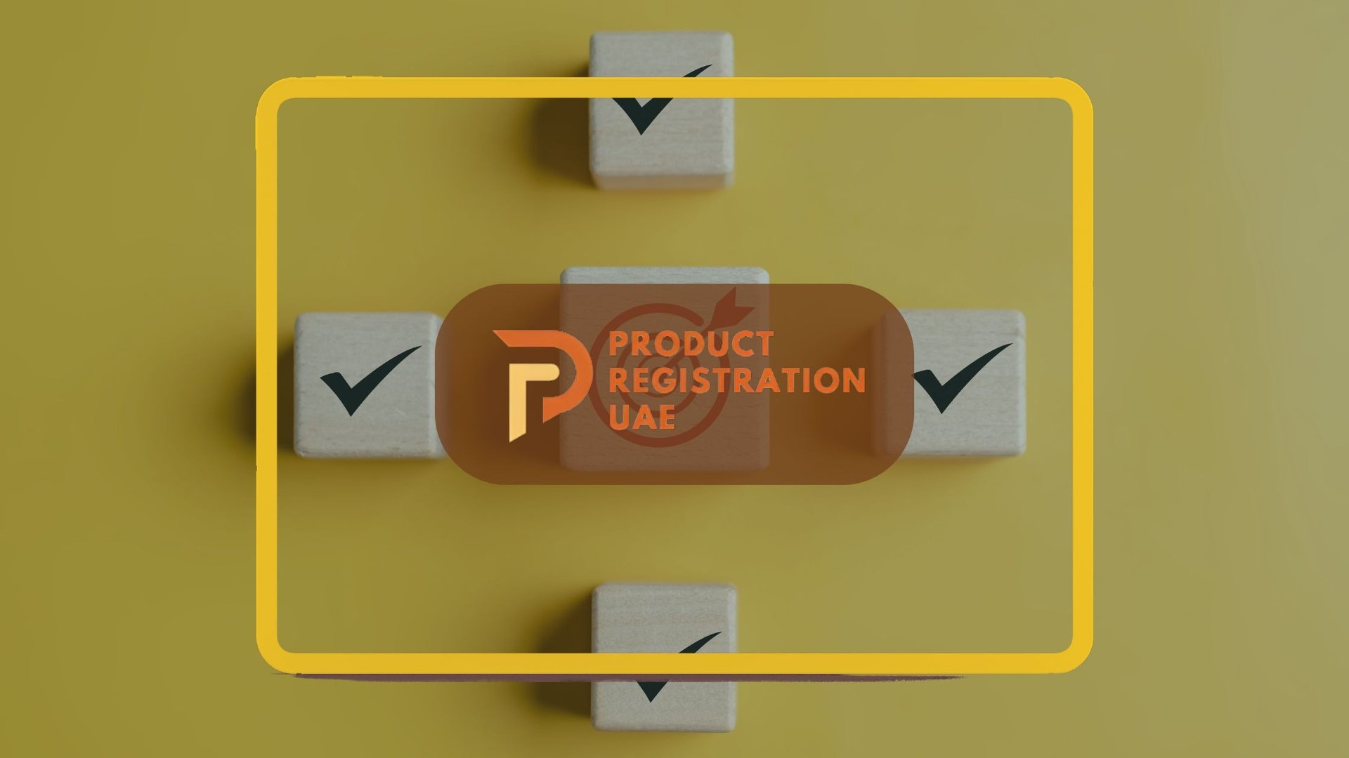 Product Registration UAE Logo with background of goal and check marks
