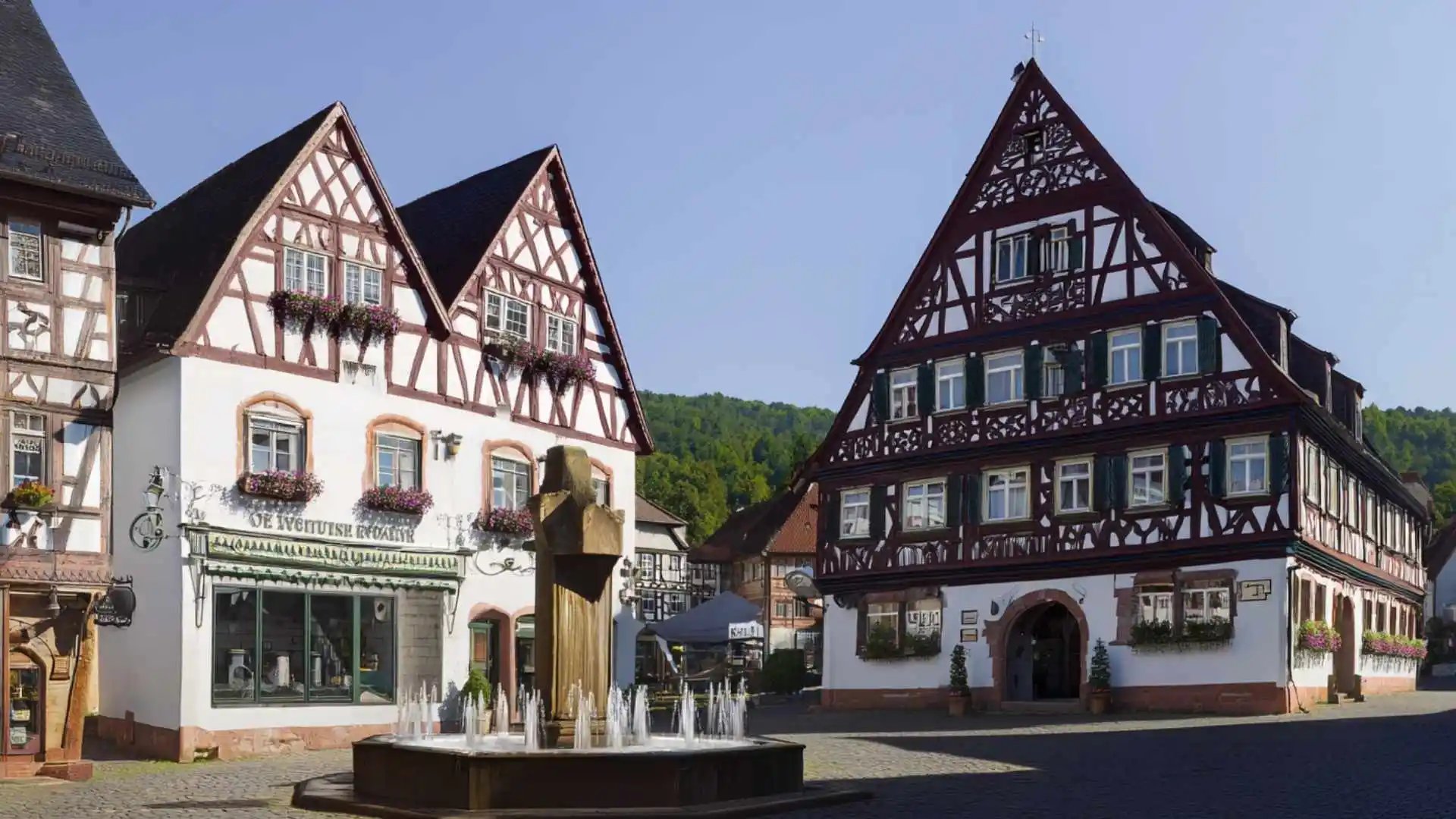 PlĂŒderhausen Marktplatz mit Brunnen