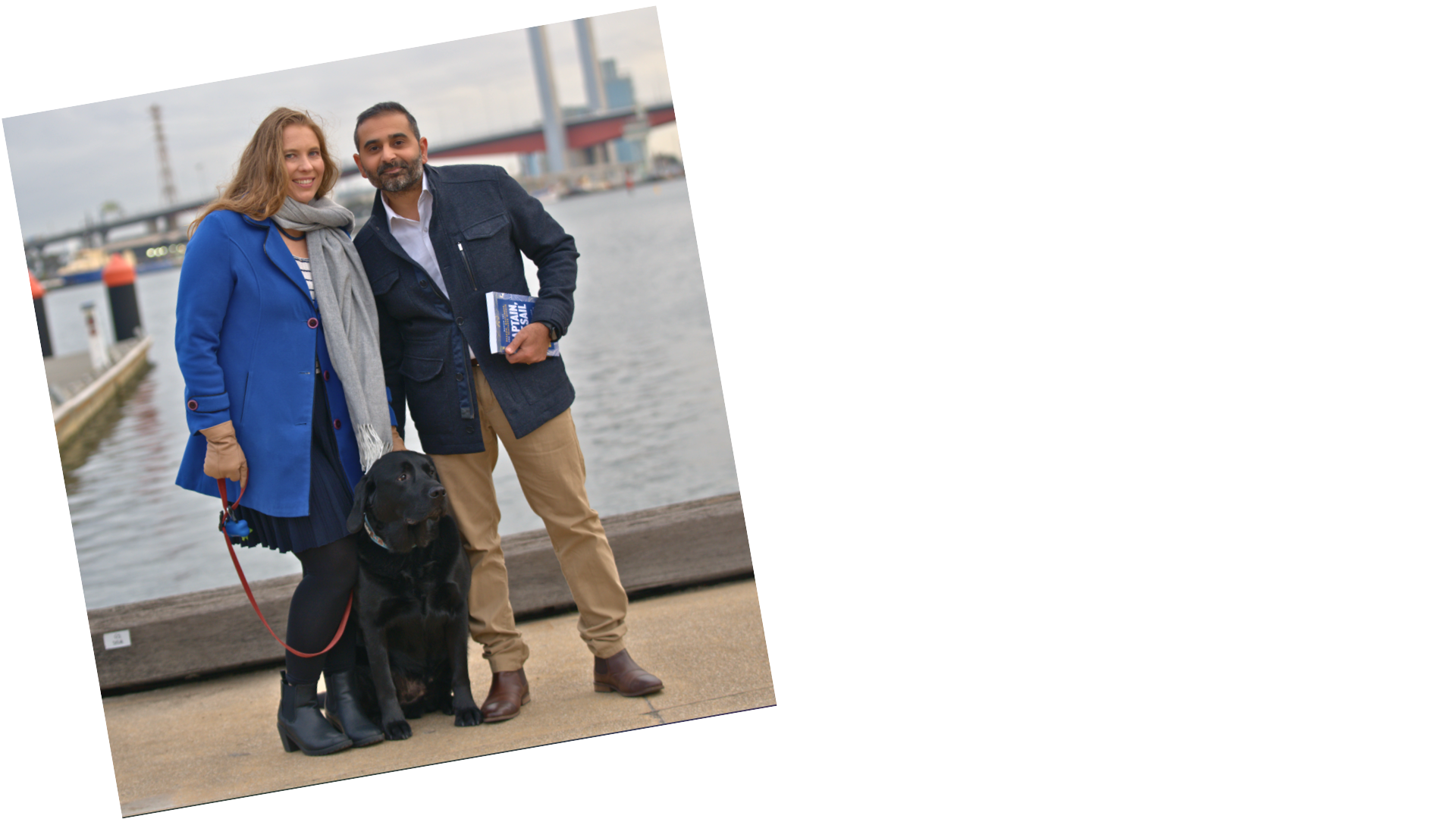 Dave Chauhan with his wife Saari and their dog Seve in Melbourne, Australia