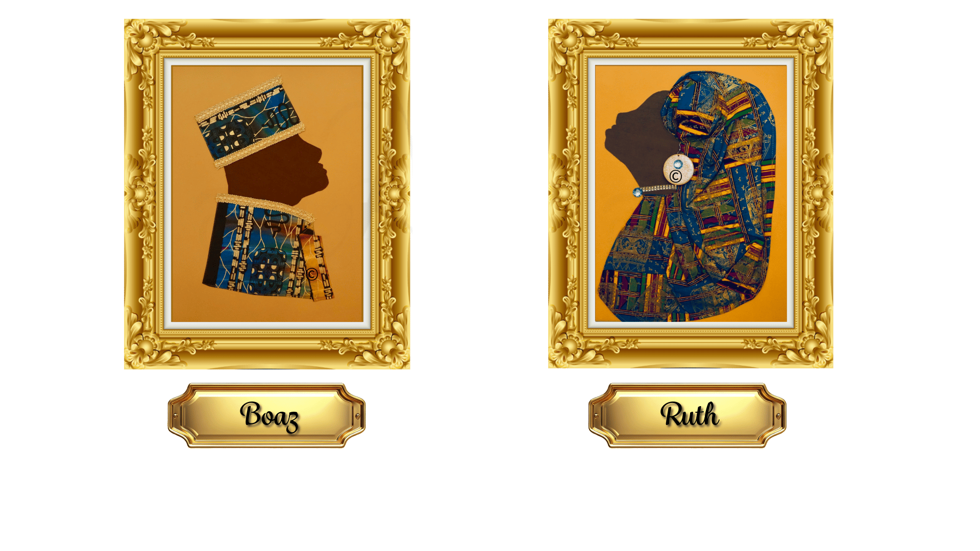 Ruth and Boaz, Handmade art symbolizing loyalty and divine love