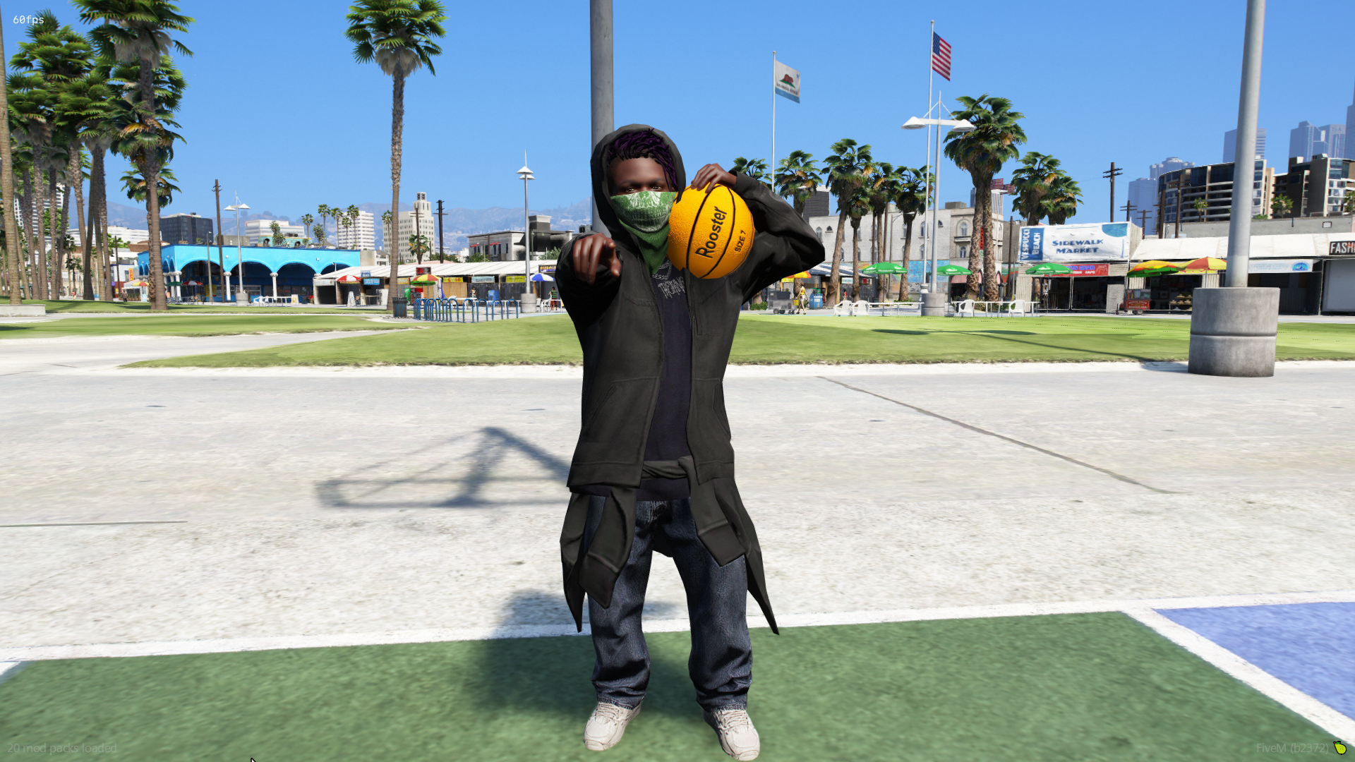 Small GTA5 ped character holding a basketball