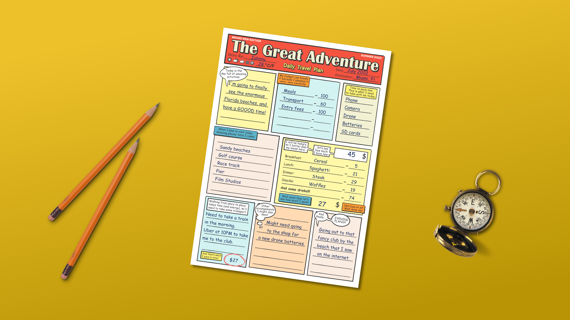 Comic book travel planner