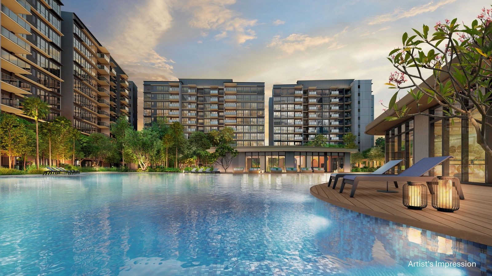 Vibrant modern lifestyle hub, retail mall entrance, and residential towers at Parktown Residences at