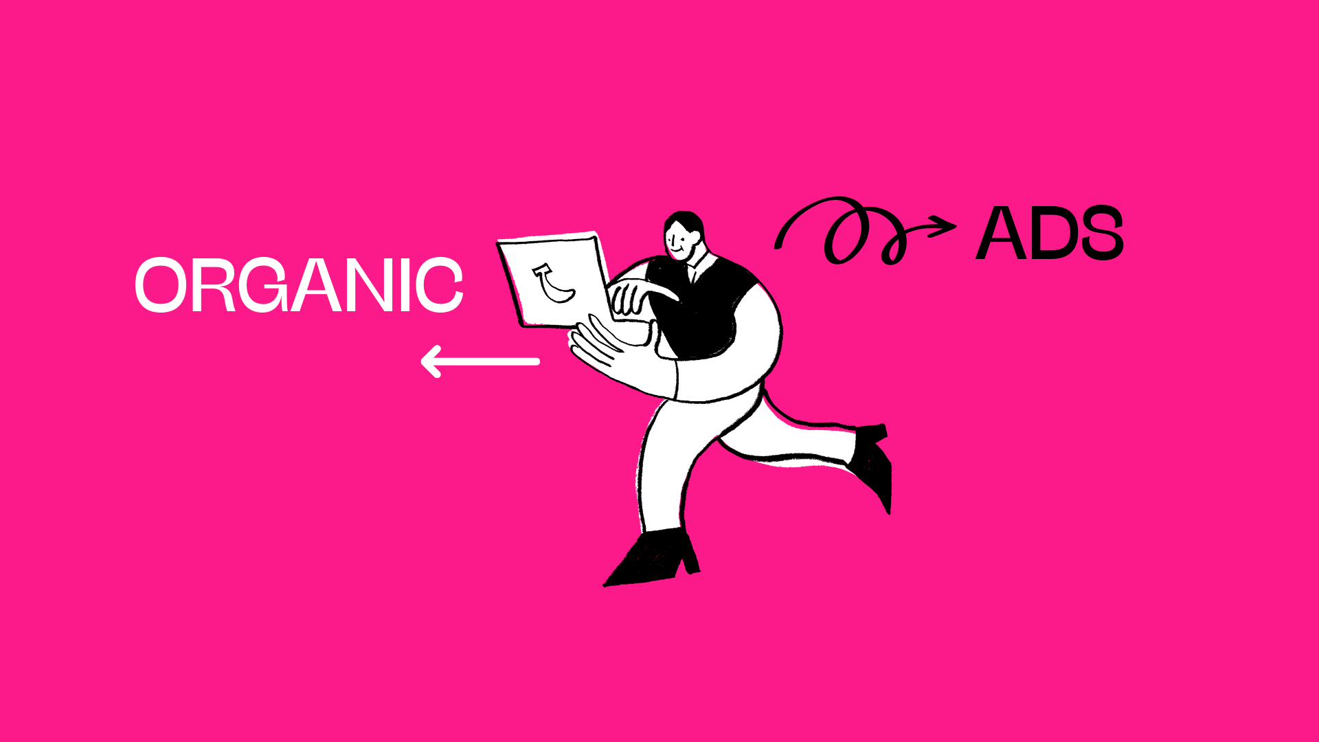 graphic image showing man with laptop converting organic to mobile design app