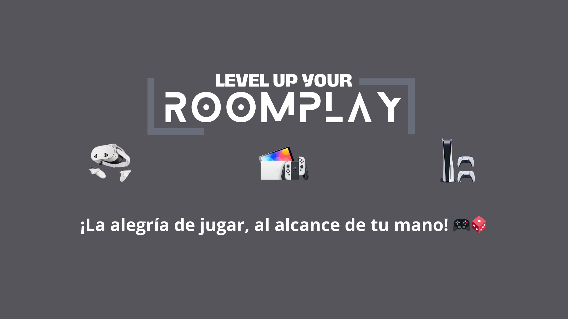 Gaming console collection featuring a VR headset, Nintendo Switch, and PS5 for RoomPlay gaming.