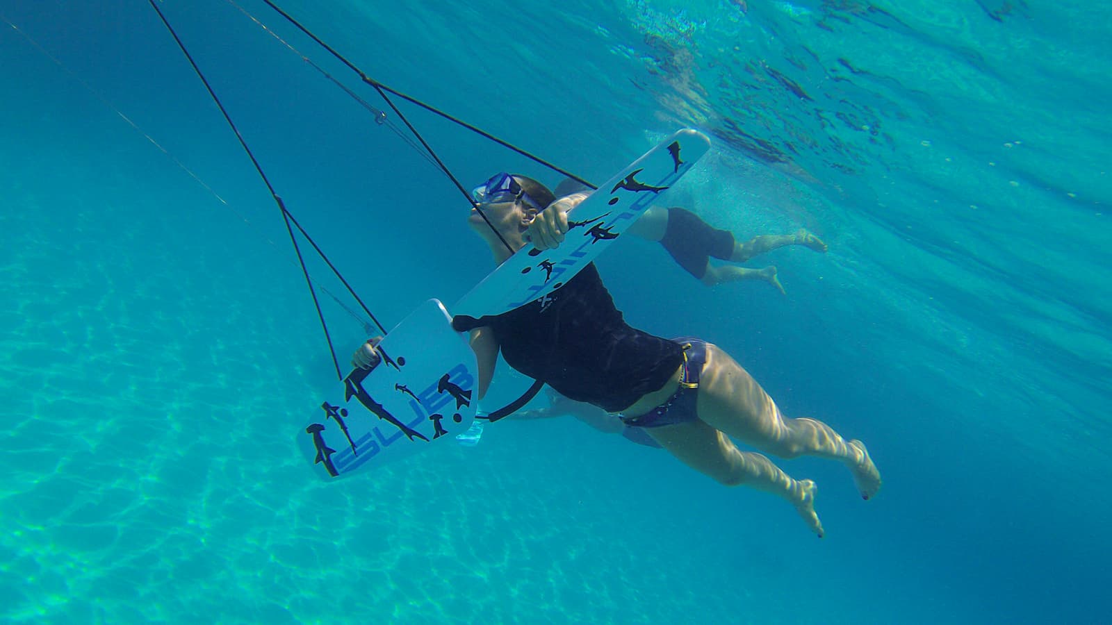 Guests enjoying subwing underwater adventure during catamaran tour in Papagayo Gulf