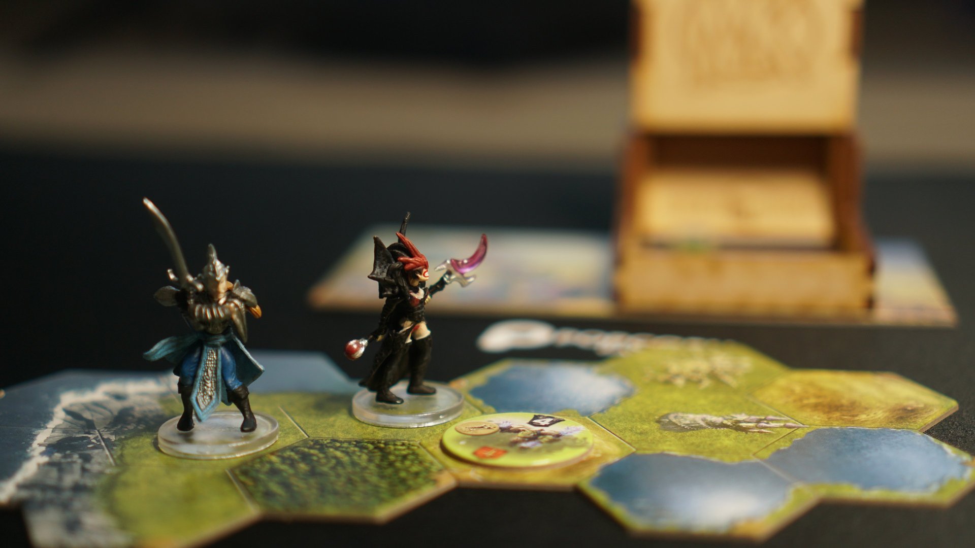 two knight models on a board game 