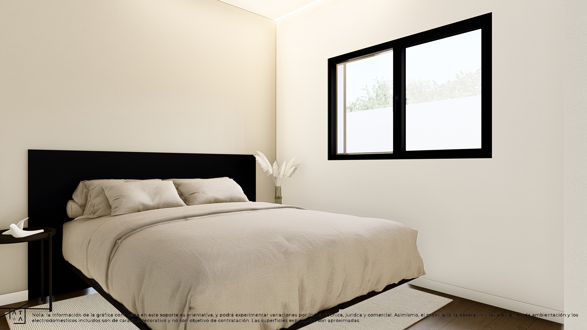 a bed with a bed and a table with a lamp