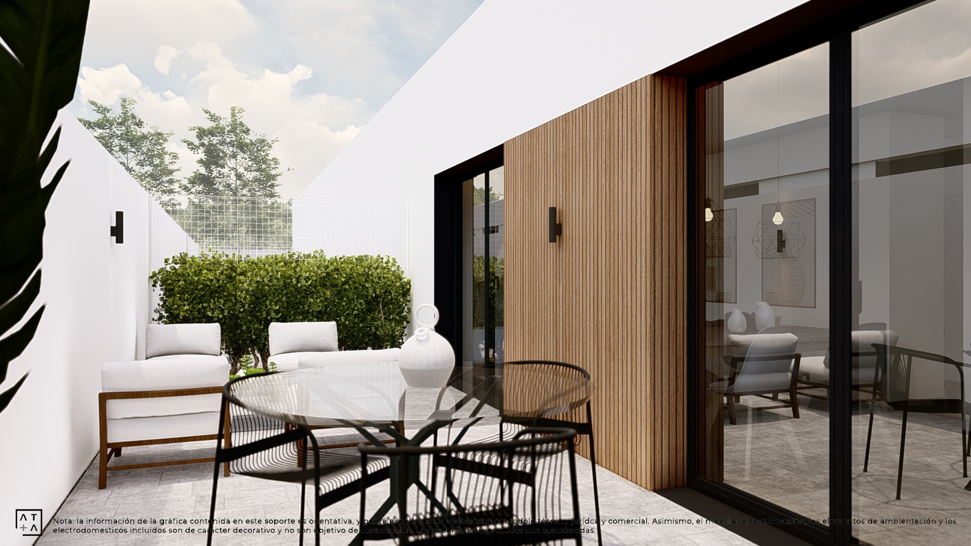 a patio with a table and chairs and a table