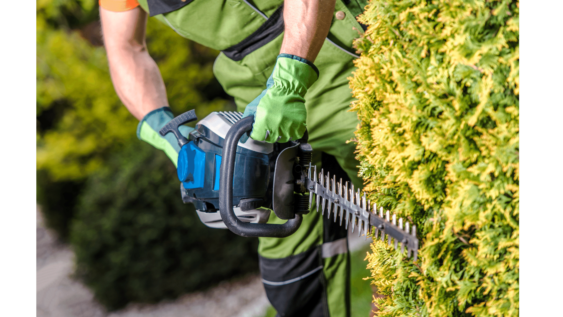 a man in a green shirt is holding a chainsawl