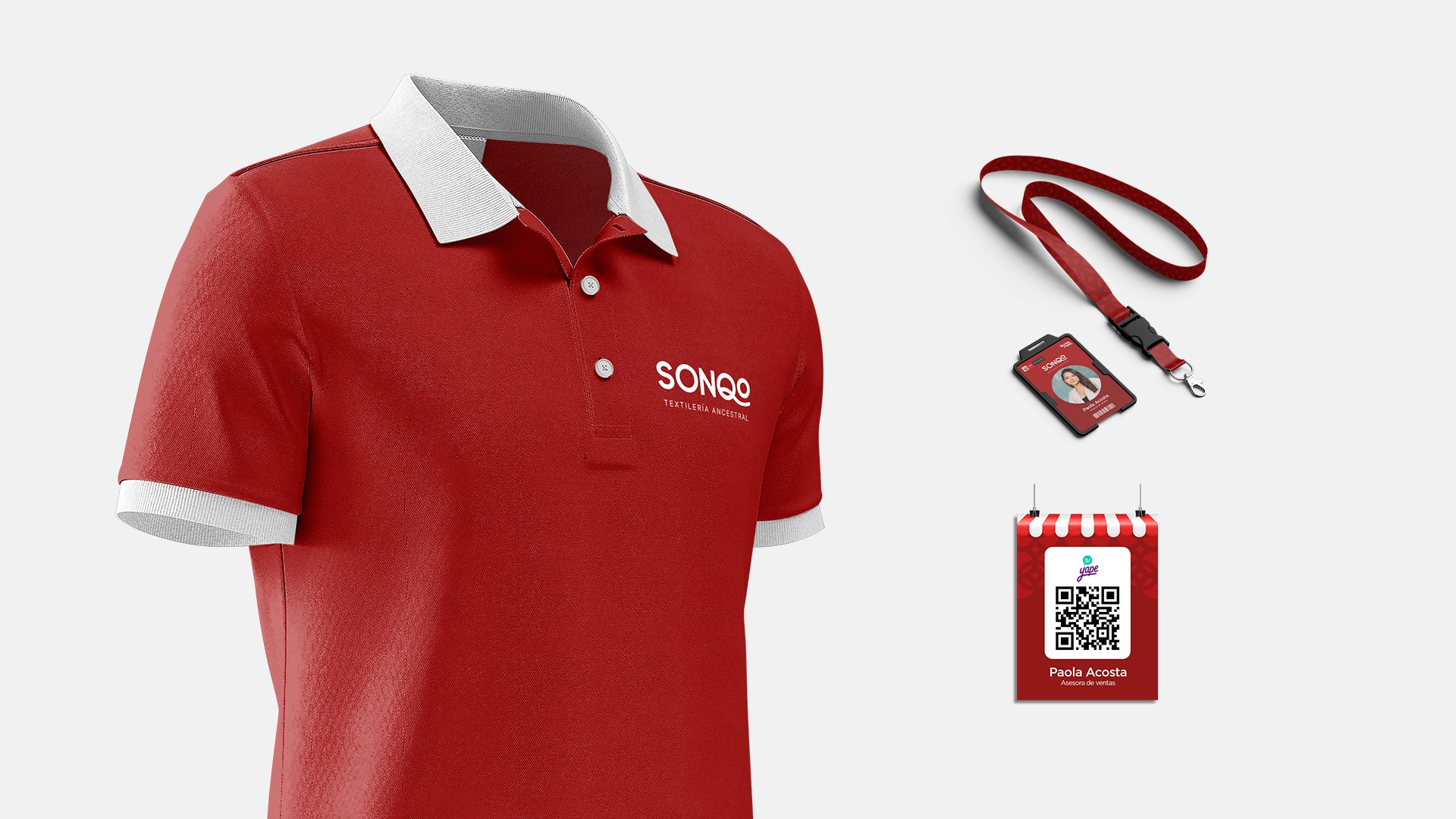 Mockup de Merchandising de equipo de Sonqo Textilería Ancestral
