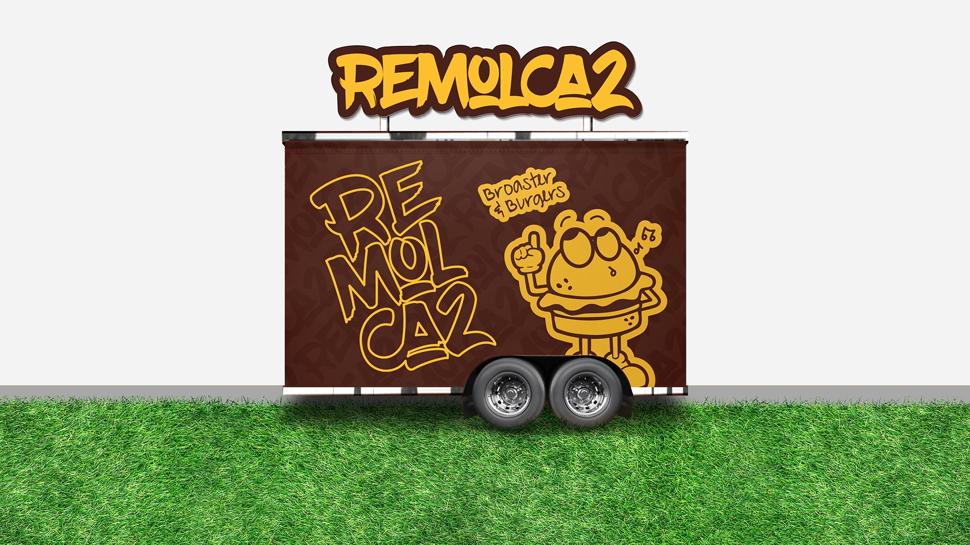 Vista posterior de carro de comida rápida de Remolca2 Foodtruck