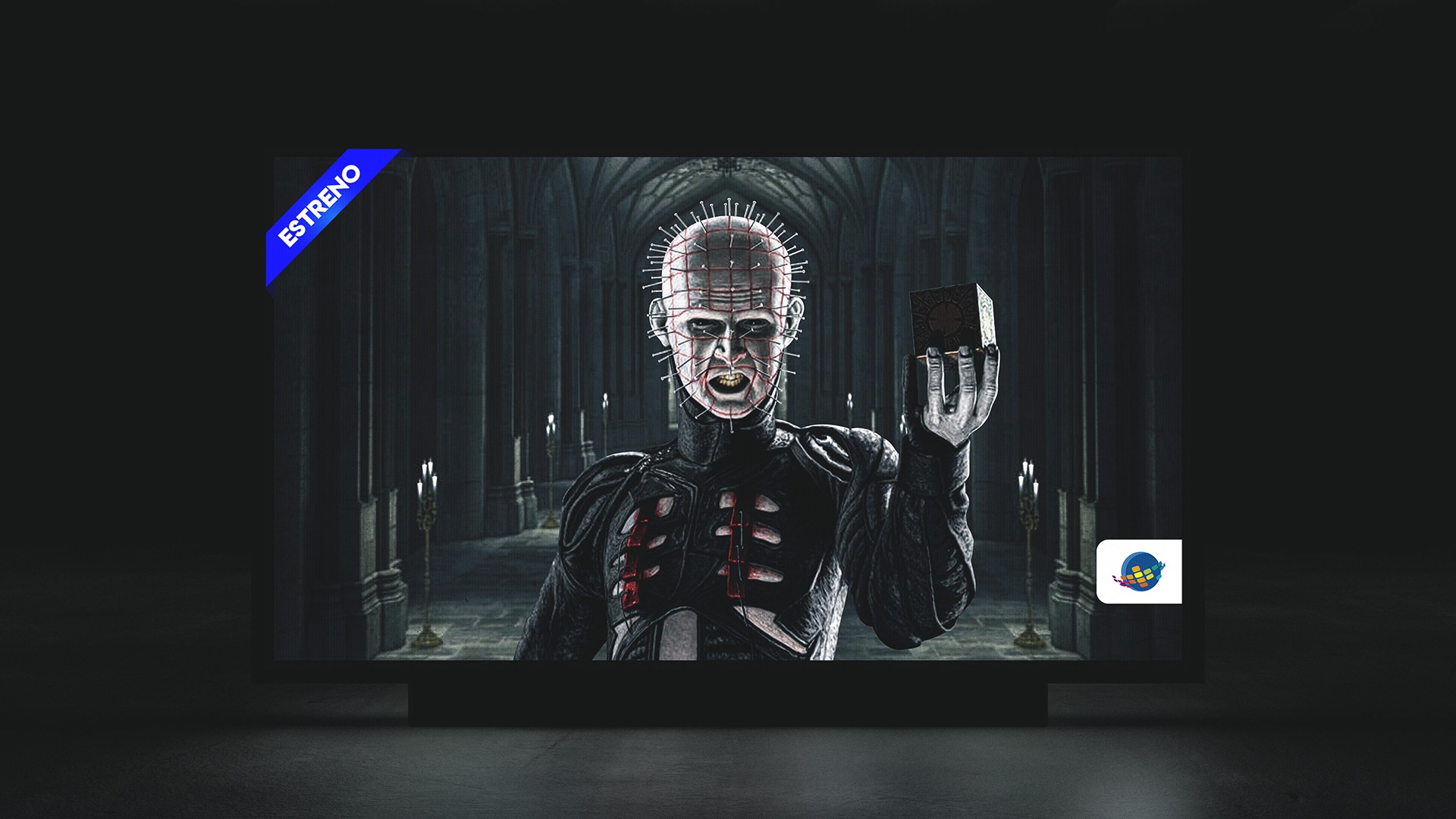 Pantalla de estreno de la película Hellraiser Pinhead