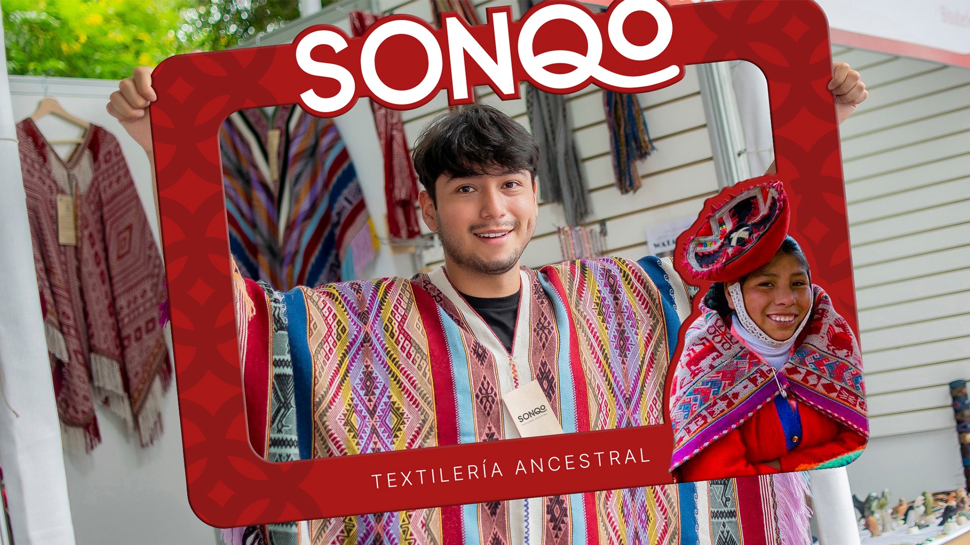 Mockup de marco de fotos de Sonqo Textilería Ancestral