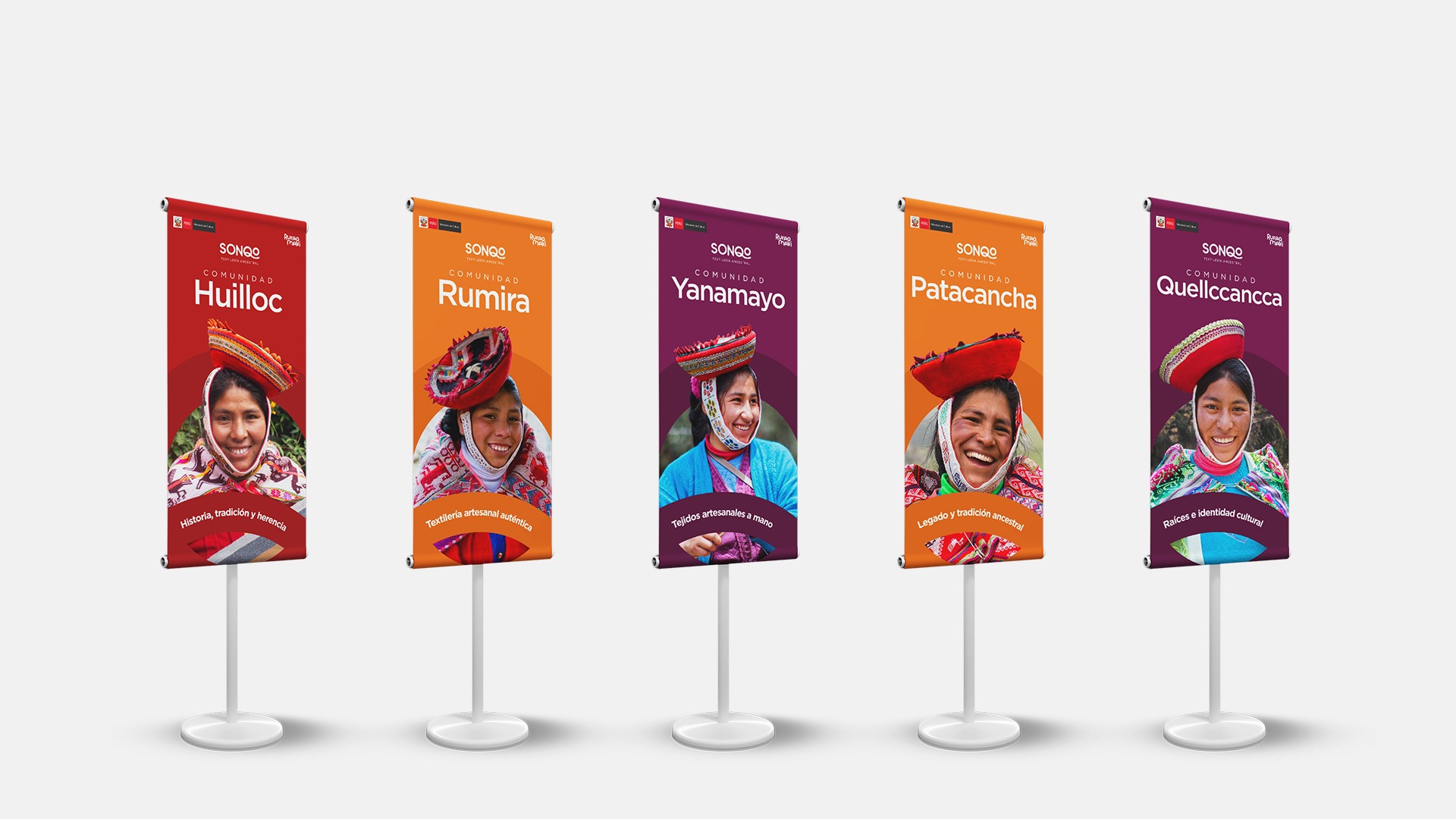Mockup de roll ups banner de Sonqo Textilería Ancestral