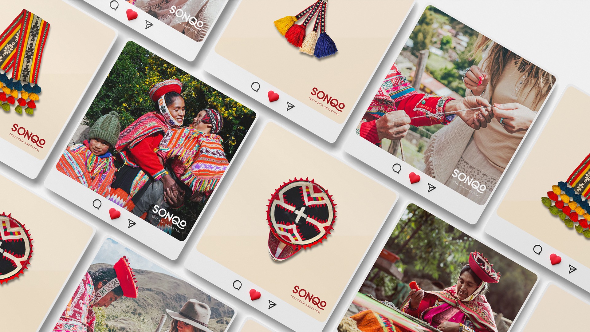 Mockup de publicaciones de Instagram de Sonqo Textilería Ancestral