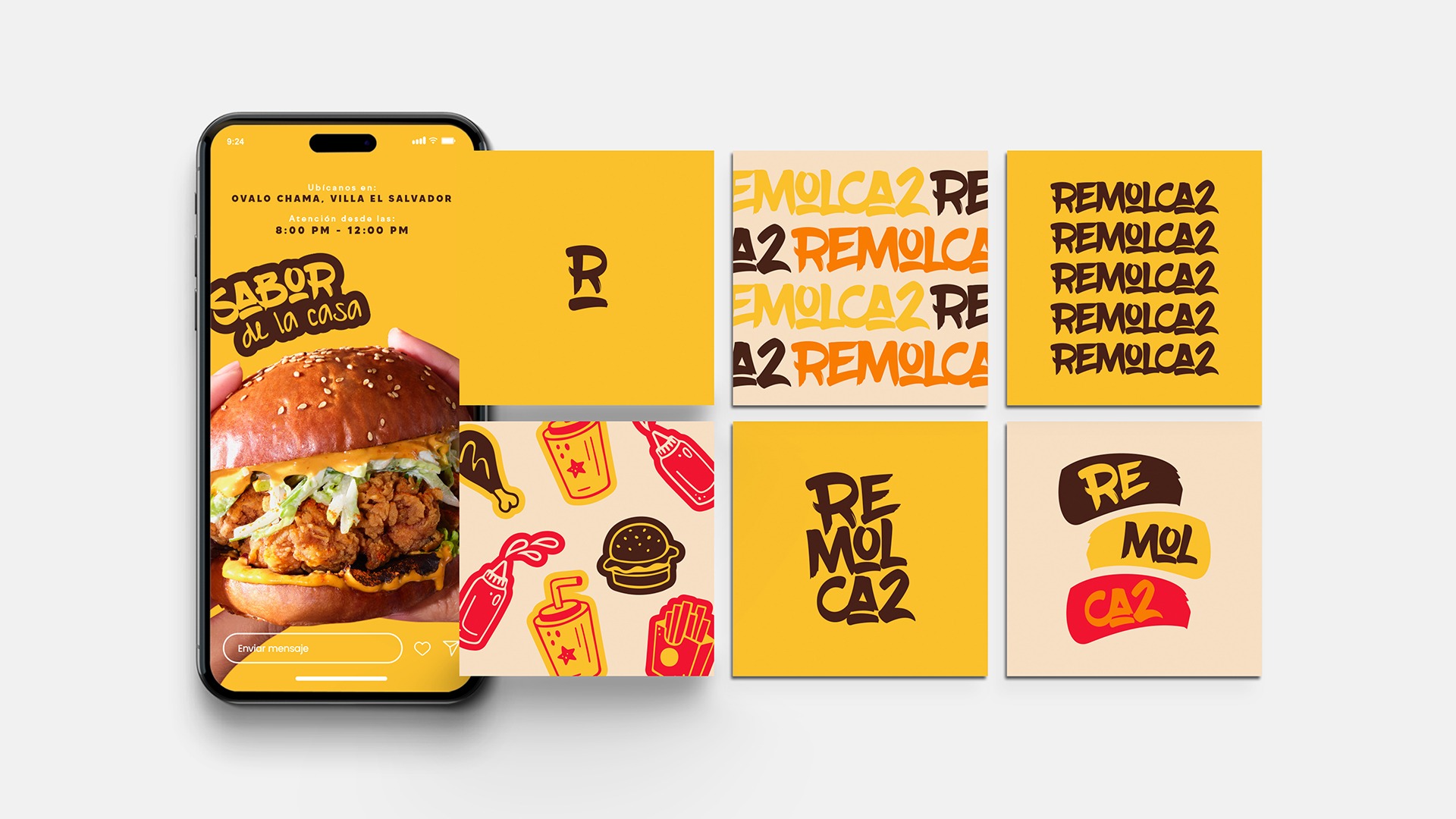 Mockup de publicaciones de Instagram de Remolca2 Foodtruck