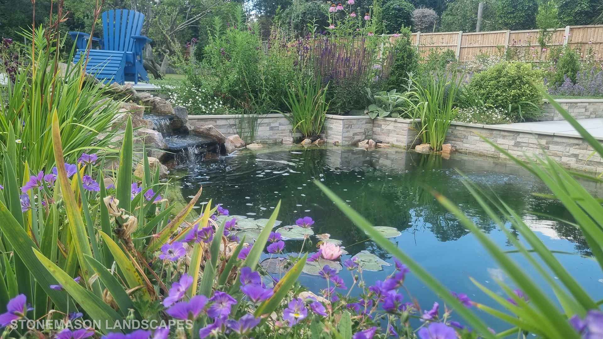 Pond Waterfall & Porcelain Patio Remodel - Upminster Hornchurch Brentwood Essex
